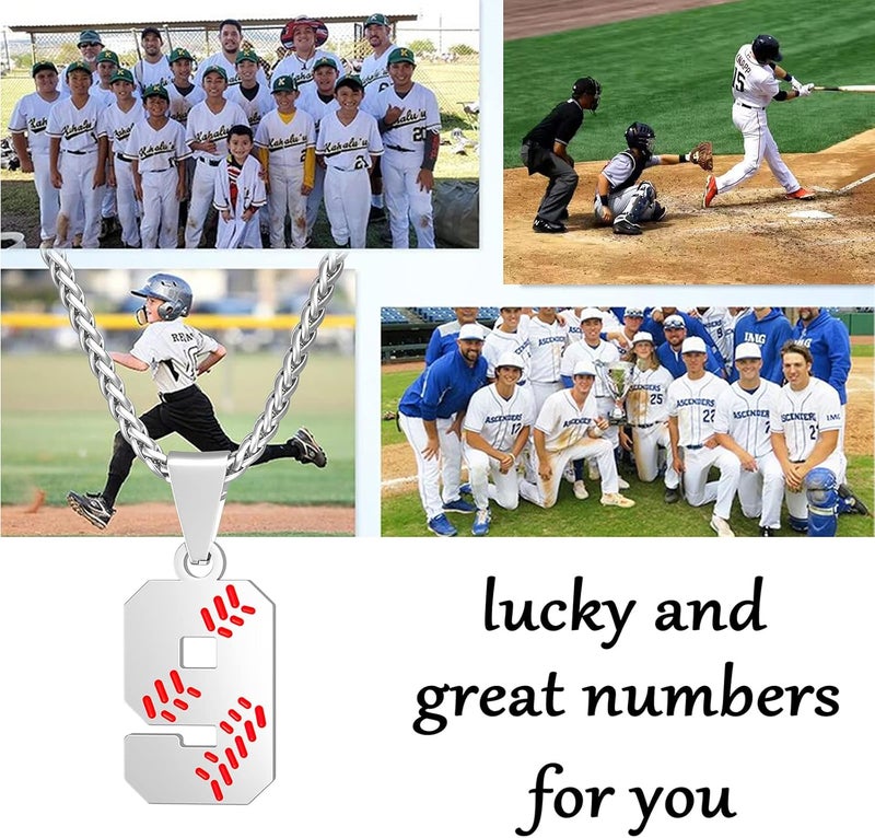 Wikavanli Personalized Baseball Jersey Number 00-99 Necklace - Stainless Steel Baseball Chain Pendant Necklace - Team Jewelry Gift for Boys, Girls, Men, Women - Image 3